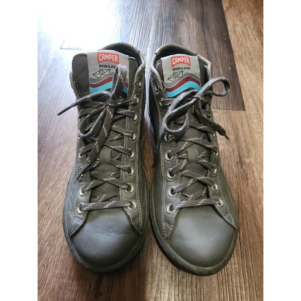 Camper Imar Grey Lace Up Leather Sneakers Size 39, 8